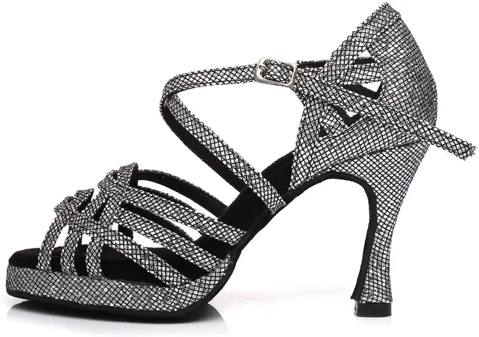 YKXLM Women Dance Shoes Ballroom Latin Salsa Bachata Performance Dance Dancing Shoes with Rhinestone Modle YCL392