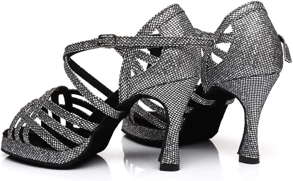 YKXLM Women Dance Shoes Ballroom Latin Salsa Bachata Performance Dance Dancing Shoes with Rhinestone Modle YCL392