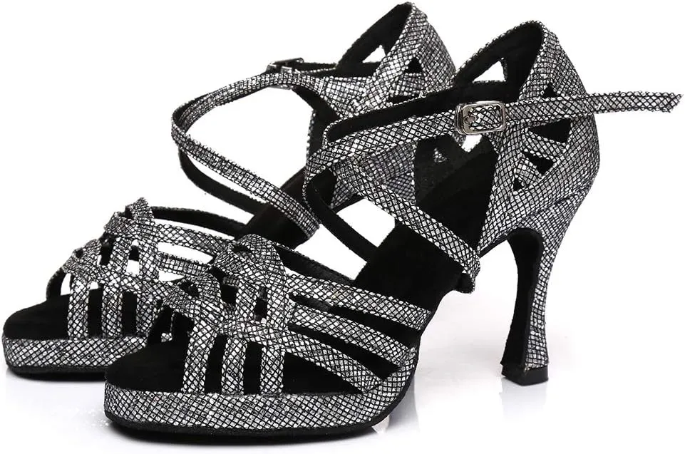 YKXLM Women Dance Shoes Ballroom Latin Salsa Bachata Performance Dance Dancing Shoes with Rhinestone Modle YCL392