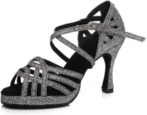 YKXLM Women Dance Shoes Ballroom Latin Salsa Bachata Performance Dance Dancing Shoes with Rhinestone Modle YCL392