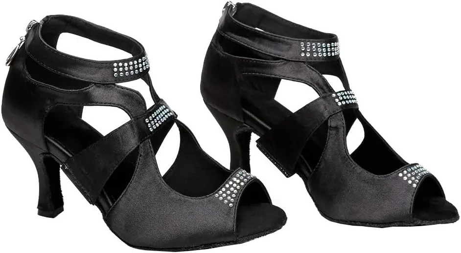 YKXLM Womens Latin Dance Shoes with Rhinestone for Ballroom Party Performance Shoes Peep-Toe Modle YCL362