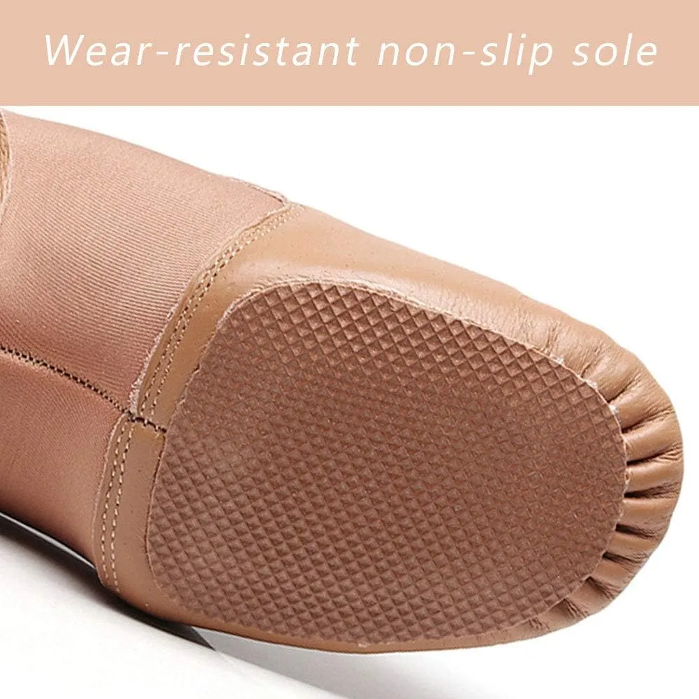 YKXLM Women's Leather Upper and Suede Split Sole Jazz Ballet Yoga Dance Shoes,Model TJDBPUFBJS