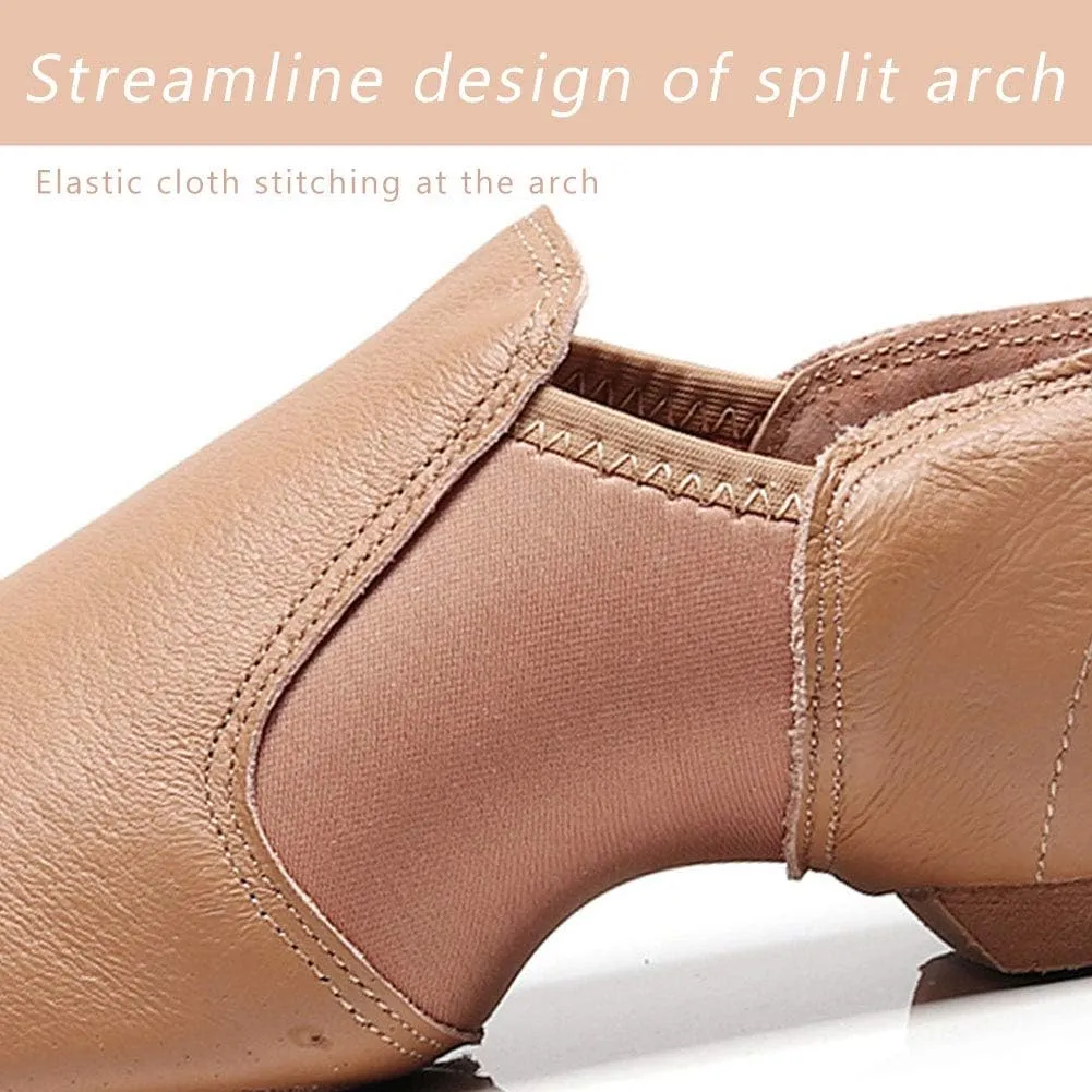 YKXLM Women's Leather Upper and Suede Split Sole Jazz Ballet Yoga Dance Shoes,Model TJDBPUFBJS