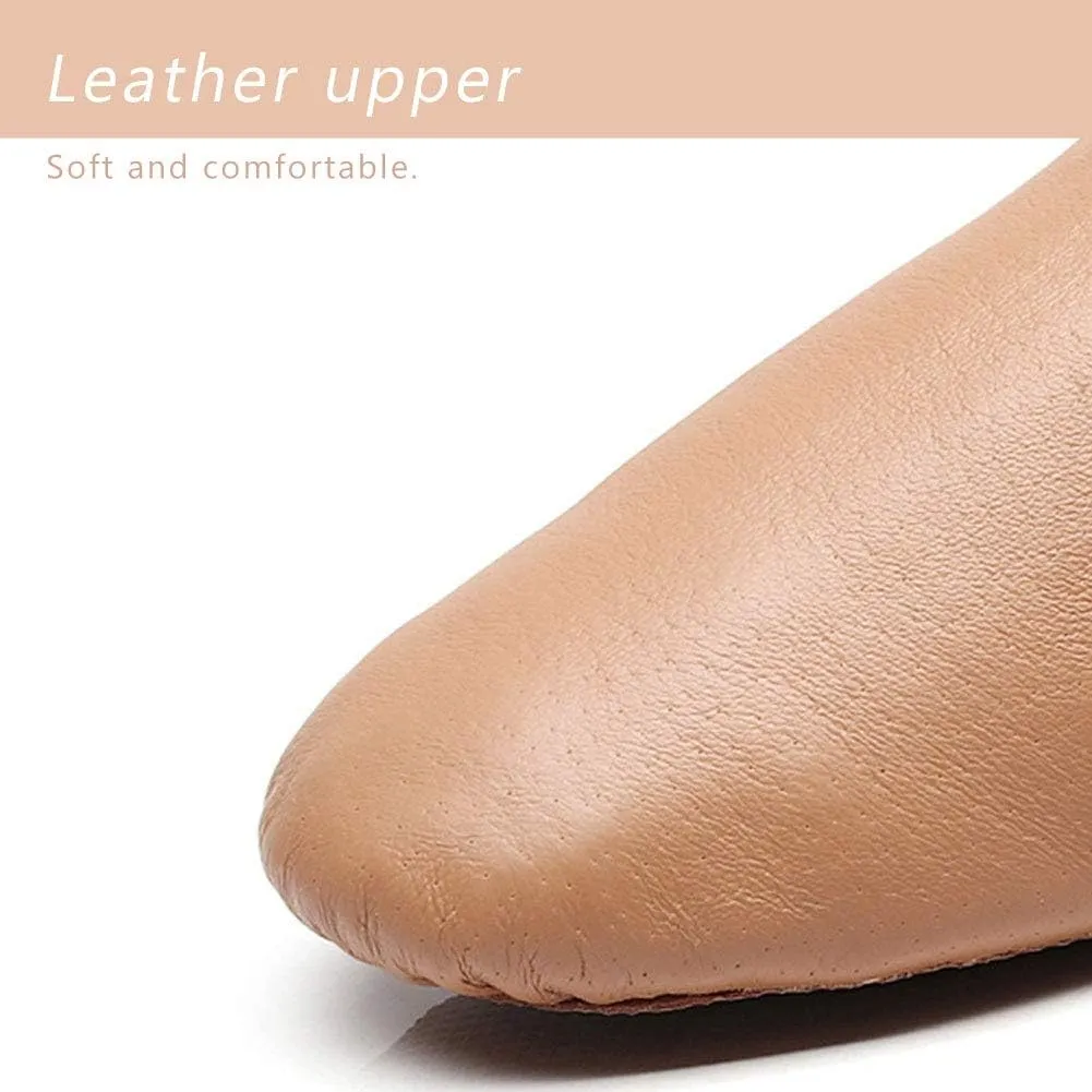 YKXLM Women's Leather Upper and Suede Split Sole Jazz Ballet Yoga Dance Shoes,Model TJDBPUFBJS