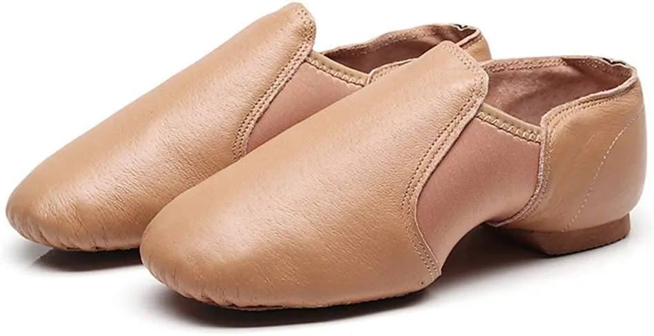 YKXLM Women's Leather Upper and Suede Split Sole Jazz Ballet Yoga Dance Shoes,Model TJDBPUFBJS