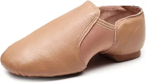 YKXLM Women's Leather Upper and Suede Split Sole Jazz Ballet Yoga Dance Shoes,Model TJDBPUFBJS